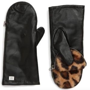 Beatrice Faux Fur Lined Leather Mittens